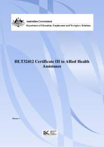 HLT32412 Certificate III in Allied Health Assistance