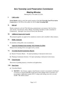 Scio Township Land Preservation Commission Meeting Minutes Meeting #123; November 20, 2014 I.  Call to order