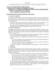 42 USC[removed]NB: This unofficial compilation of the U.S. Code is current as of Jan. 4, 2012 (see http://www.law.cornell.edu/uscode/uscprint.html). TITLE 42 - THE PUBLIC HEALTH AND WELFARE CHAPTER[removed]NATIONAL AND COMMU