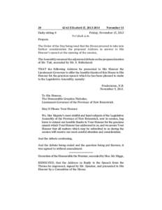 Speech from the throne / Government / The Honourable / Motion / Robichaud / Linguistics / Sociolinguistics / Parliament of the United Kingdom / State Opening of Parliament