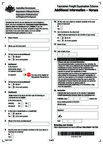 Instructions  Tasmanian Freight Equalisation Scheme Additional Information – Horses