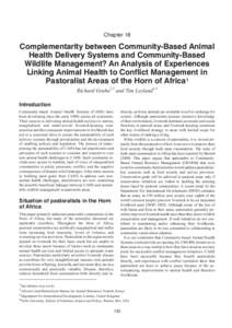 Chapter 18  Complementarity between Community-Based Animal Health Delivery Systems and Community-Based Wildlife Management? An Analysis of Experiences Linking Animal Health to Conflict Management in