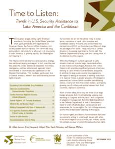 Time to Listen: Trends in U.S. Security Assistance to 	 Latin America and the Caribbean