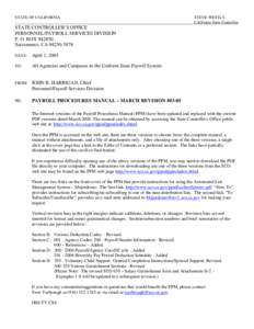 STATE OF CALIFORNIA  STEVE WESTLY, California State Controller  STATE CONTROLLER’S OFFICE