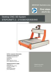 IMPORTANT: Read before using  First steps (WinPC-NC)  Desktop CNC-/3D-System