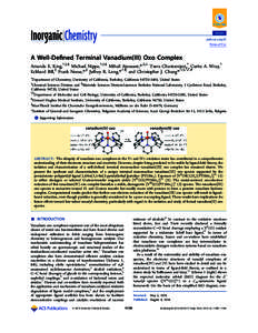 Article pubs.acs.org/IC Terms of Use  A Well-Deﬁned Terminal Vanadium(III) Oxo Complex
