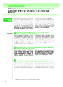 ２ Major Research Results Priority Subjects ― Development of a Supply/Demand Infrastructure for Next-Generation Electric Power Evaluation of Energy Efficiency in Commercial Kitchens