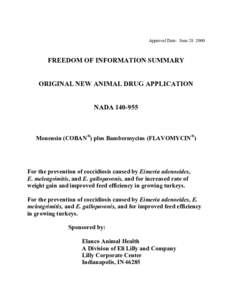 Approval Date: June[removed]FREEDOM OF INFORMATION SUMMARY ORIGINAL NEW ANIMAL DRUG APPLICATION NADA[removed]