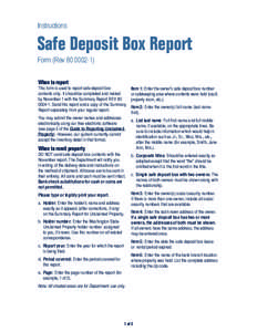 Instructions  Safe Deposit Box Report Form (Rev[removed]When to report