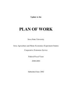 Update to the  PLAN OF WORK Iowa State University  Iowa Agriculture and Home Economics Experiment Station