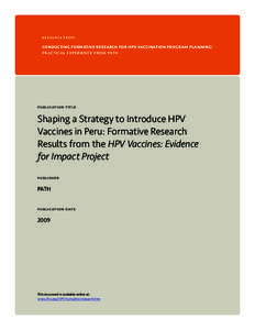 resource from­:  conducting formative research for hpv vaccination program planning: practical experience from path  publication title