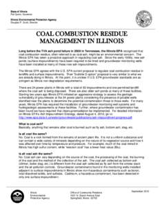 State of Illinois Pat Quinn, Governor Illinois Environmental Protection Agency Douglas P. Scott, Director  COAL COMBUSTION RESIDUE