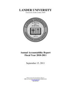 LANDER UNIVERSITY Greenwood, South Carolina[removed]Annual Accountability Report Fiscal Year[removed]