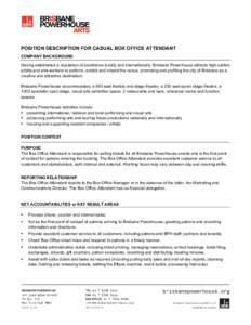 Microsoft Word - Box Office Attendant Casual Position Description May 2015