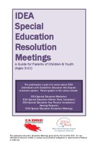 IDEA Special Education Resolution Meetings