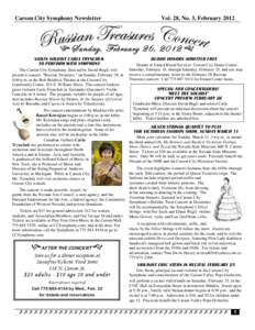 Carson City Symphony Newsletter  Vol. 28, No. 3, February 2012 !Sunday, February 26, 2012 