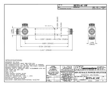 RFPS-4C-DF  RoHS COMPLIANT DIN FEMALE POWER SPLITTER FOUR WAYMHz