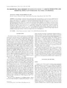 Journal of Shellfish Research. Vol. 25, NO. 3, [removed], [removed]FLUOROMETRIC MEASUREMENT OF OXIDATIVE BURST IN LOBSTER HEMOCYTES AND INHIBITING EFFECT OF PATHOGENIC BACTERIA AND HYPOXIA BRANDON MOSS AND BASSEM ALLAM* Ma