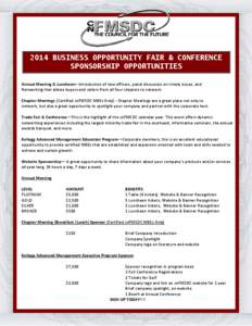 2014 cnFMSDC Trade Fair & Conference  Sponsorship Opportunties.pub