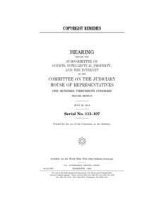 COPYRIGHT REMEDIES  HEARING BEFORE THE  SUBCOMMITTEE ON