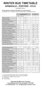 winter Bus timetable armadale - portree - kyle CONTRACTDuring period of Caledonian MacBrayne’s winter timetable (21 OctoberMarch 2013 and similar dates in subsequent years) SAT