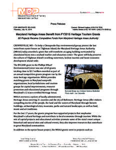 Press Release FOR IMMEDIATE RELEASE: Thursday, July 10, 2014 Contact: Richard Hughes[removed]Valerie Berton[removed][removed] (c)