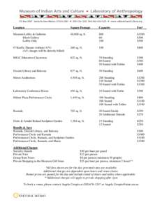 Location  Square Footage Capacity