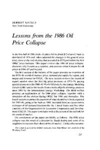 Lessons from the 1986 Oil Price Collapse