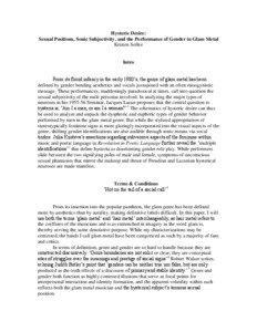 Hysteric Desire: Sexual Positions, Sonic Subjectivity, and the Performance of Gender in Glam Metal Kristen Sollee