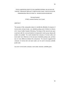 79  STUDI KOMPARASI EFEKTIVITAS KOMPRES NORMAL SALIN DAN AIR HANGAT TERHADAP DERAJAT FLEBITIS PADA ANAK YANG DILAKUKAN PEMASANGAN INFUS DI RSUP Dr. HASAN SADIKIN BANDUNG Nunung Nurjanah
