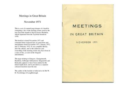 Meetings in Great Britain November 1971 This is a set of scanned page images of a booklet