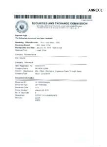 ANNEX E  COVERSHEETS. E. C. Registration Number