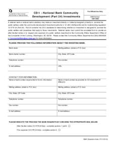 CD-1 – National Bank Community Development (Part 24) Investments Form