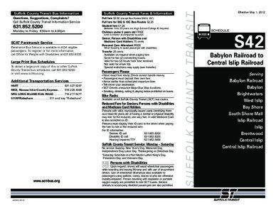 Suffolk County Transit Fares & Information  Questions, Suggestions, Complaints?