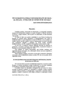 ÎNVĂŢĂMÂNTUL PUBLIC DIN ROMÂNIA ÎN SECOLUL AL XIX-LEA – EVOLUŢIE ŞI CONSECINŢE SOCIALE DAN CONSTANTIN RĂDULESCU