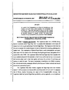 FIFTEENTH NORTHERN MARIANAS COMMONWEALTH LEGISLATURE FOURTH REGULAR SESSION, 1007 PUBLIC ~ [removed]SENATE BILL NO. 15·100. HS!. HD2