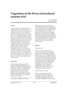 Vegetation of the Warra silvicultural systems trial M.G. Neyland Forestry Tasmania  Monitoring the impact of the range of