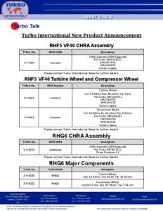 Turbo International New Product Announcement RHF5 VF40 CHRA Assembly TI Part No. 1-F-4394