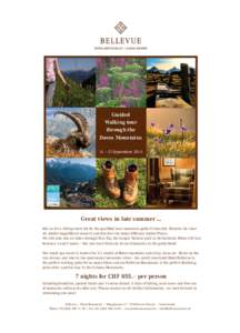 Guided Walking tour through the Davos Mountains 14 – 21September 2014