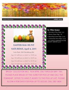 Dover Township Community News APRIL 2015 SPRING NEWSLETTER  In This Issue