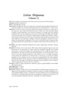 Letras Hispanas Volume 12 Title: El no-lugar en la urbanización de Últimas noticias del paraíso de Clara Sánchez Author: Estefanía Tocado Orviz Email: 