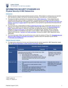 Std 18 Physical Security of UBC Data Centres