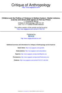 Children and the Politics of Violence in Haitian Context: Statist violence, scarcity and street child agency in Port-au-Prince