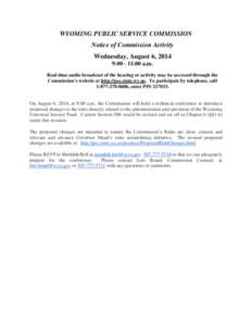 WPSC-FM / Cheyenne /  Wyoming / Rulemaking / Notice of proposed rulemaking / Politics of the United States / Public administration / United States administrative law / Government / Federal Communications Commission