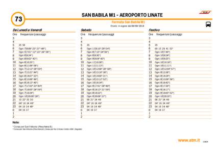 73  SAN BABILA M1 - AEROPORTO LINATE Fermata San Babila M1 Orario in vigore dal