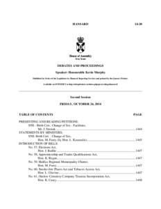 HANSARD[removed]DEBATES AND PROCEEDINGS Speaker: Honourable Kevin Murphy