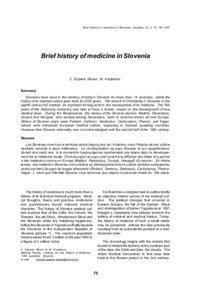 Brief history of medicine in Slovenia, Vesalius, III, 2, [removed],1997  Brief history of medicine in Slovenia