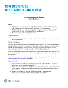 www.cfainstitute.org/researchchallenge  CFA Institute Research Challenge Grader Guidelines  Overall