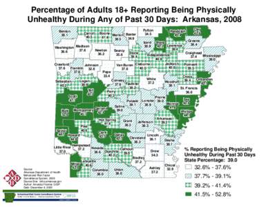 Percentage of Adults 18+ Reporting Being Physically Unhealthy During Any of Past 30 Days: Arkansas, 2008 Benton[removed]Carroll