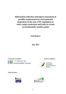 Information collection and impact assessment of possible requirements for environmental inspections in the area of EU legislation on water, nature protection and trade in certain environmentally sensitive goods
